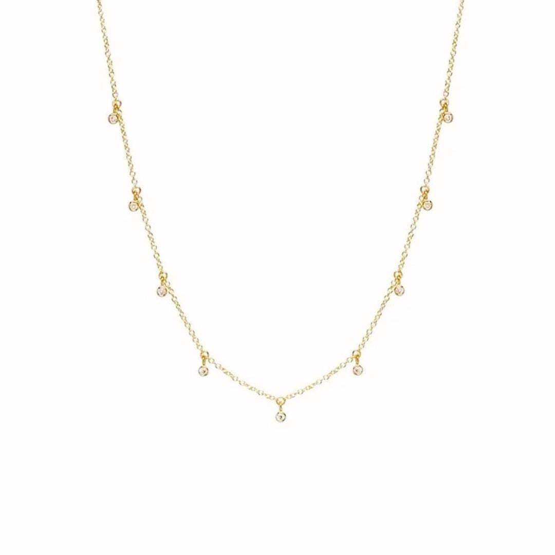 Delicate Zirconia Dots Necklace - Gold