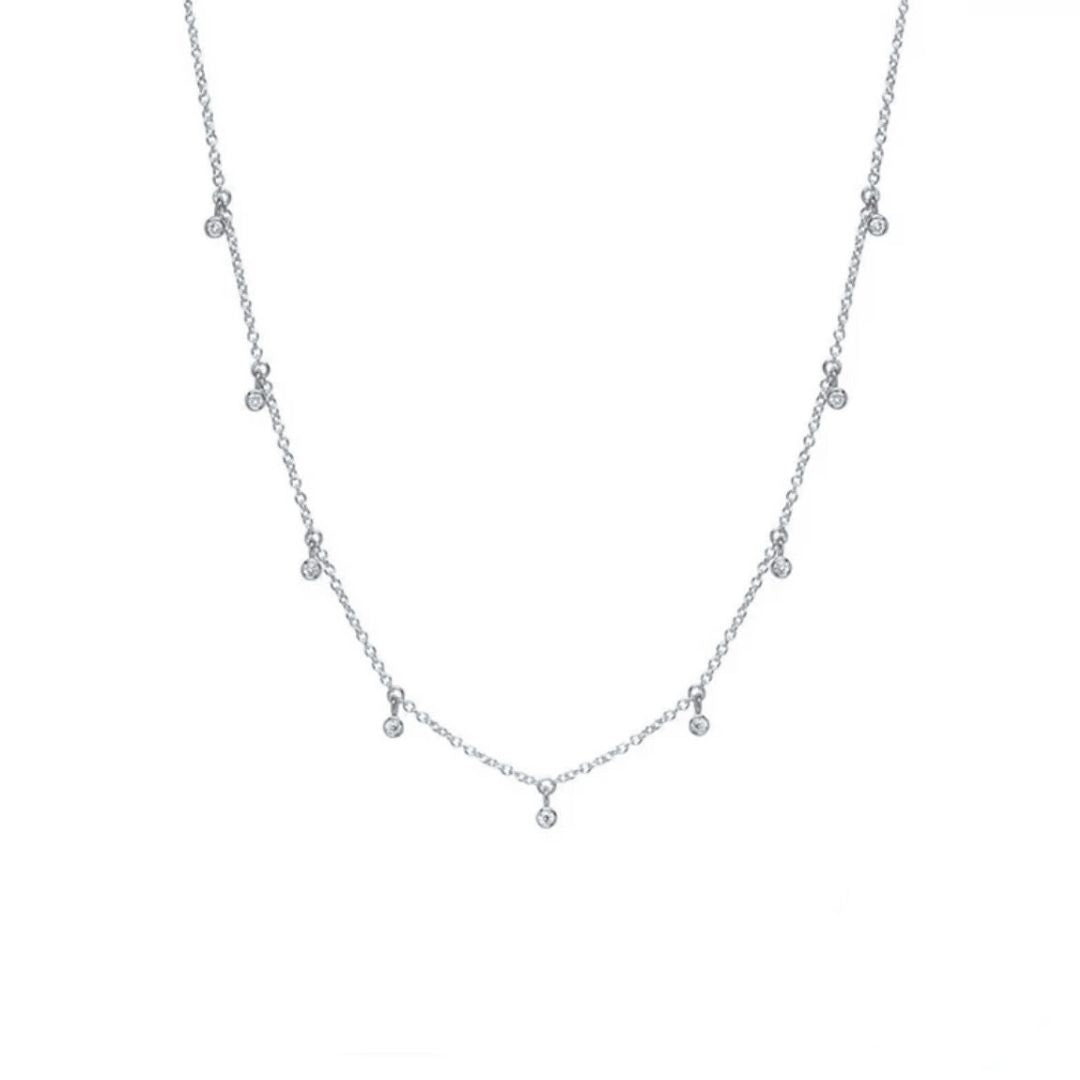 Mini Zirconia Dots Necklace - Platinum