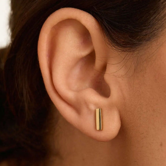 Minimal Metal Bar Studs - Gold