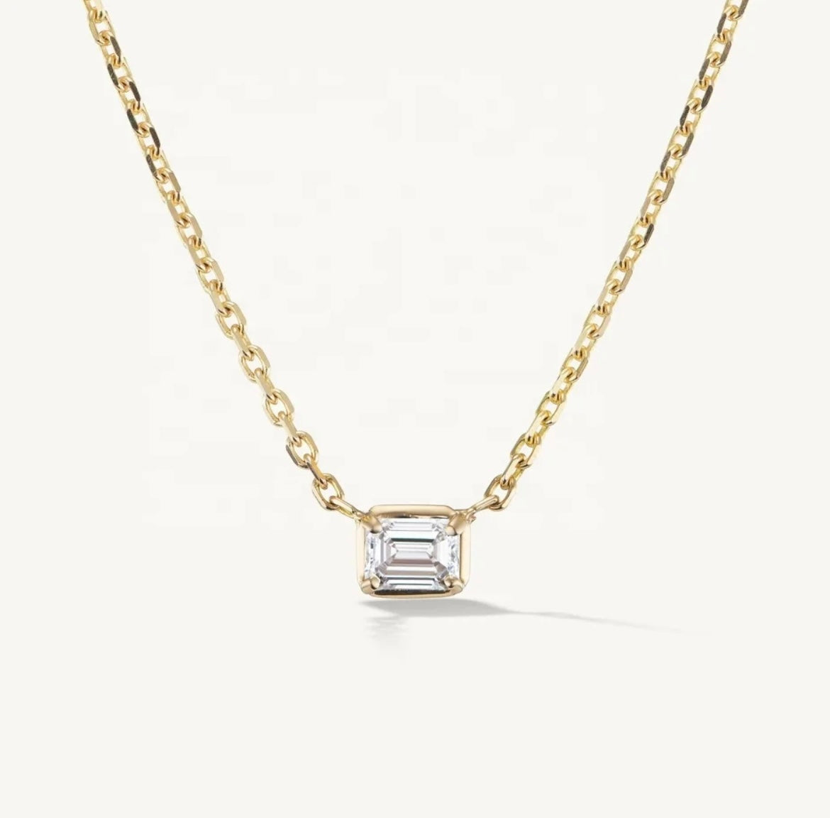 Solitaire Cubic Zirconia Gold Choker Necklace