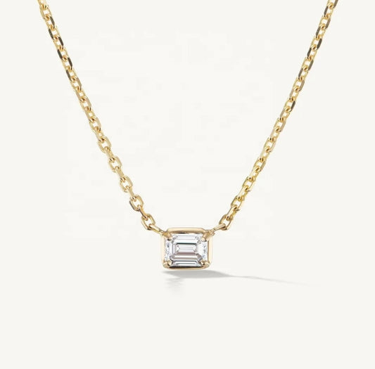 Solitaire Cubic Zirconia Gold Choker Necklace