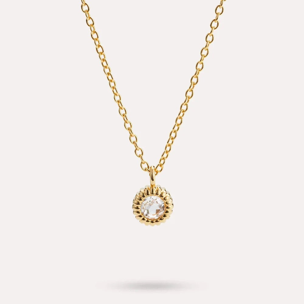 Minimalist Single Round Zircon Necklace - Gold