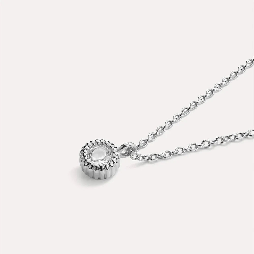 Minimalist Simple Round Zircon Necklace - Platinum