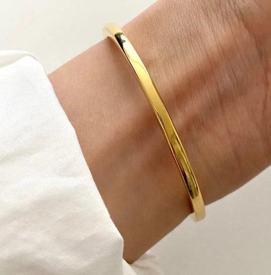 Simple Open Cuff Bracelet - Gold