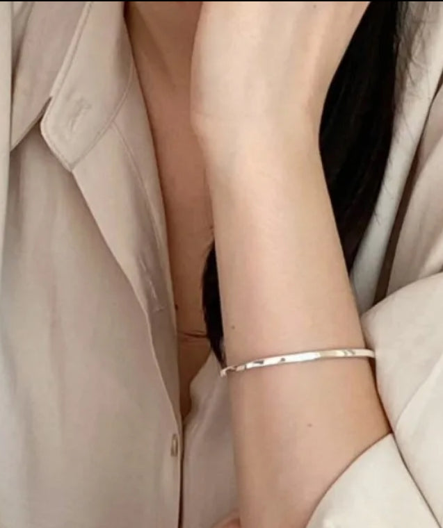 Simple Open Cuff Bracelet - Platinum