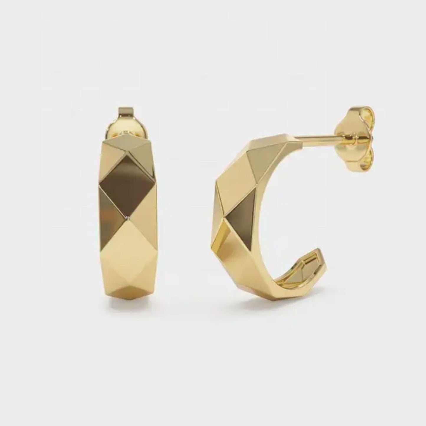 Geometric Open Back Hoops - Gold