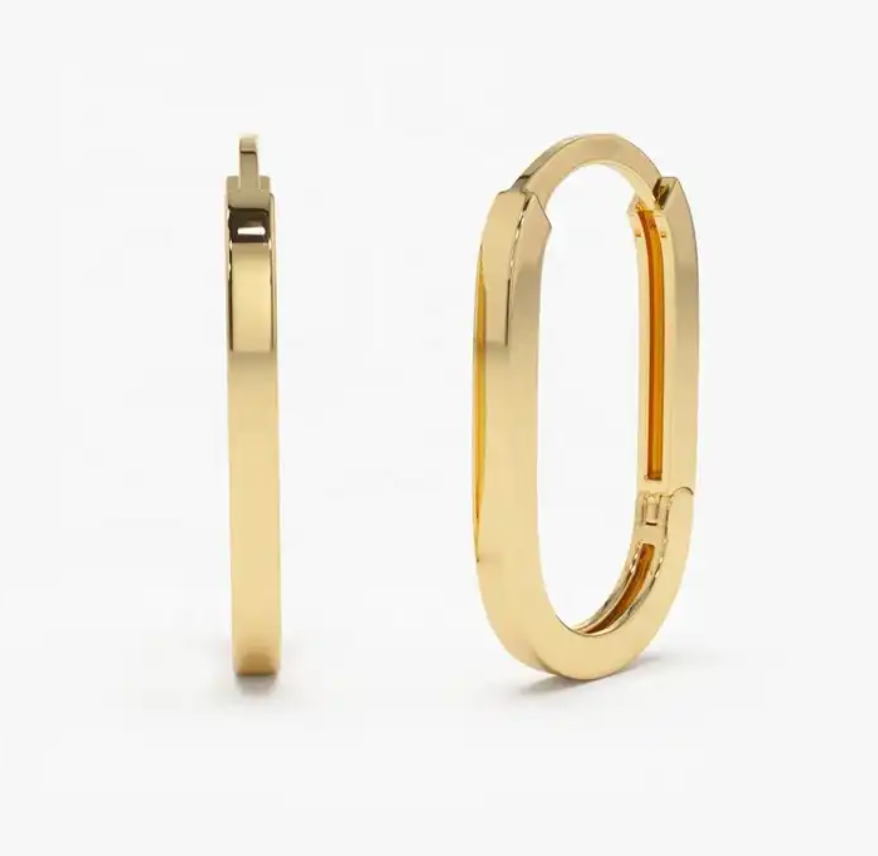 Minimalist Solid Paperclip Hoops - Gold