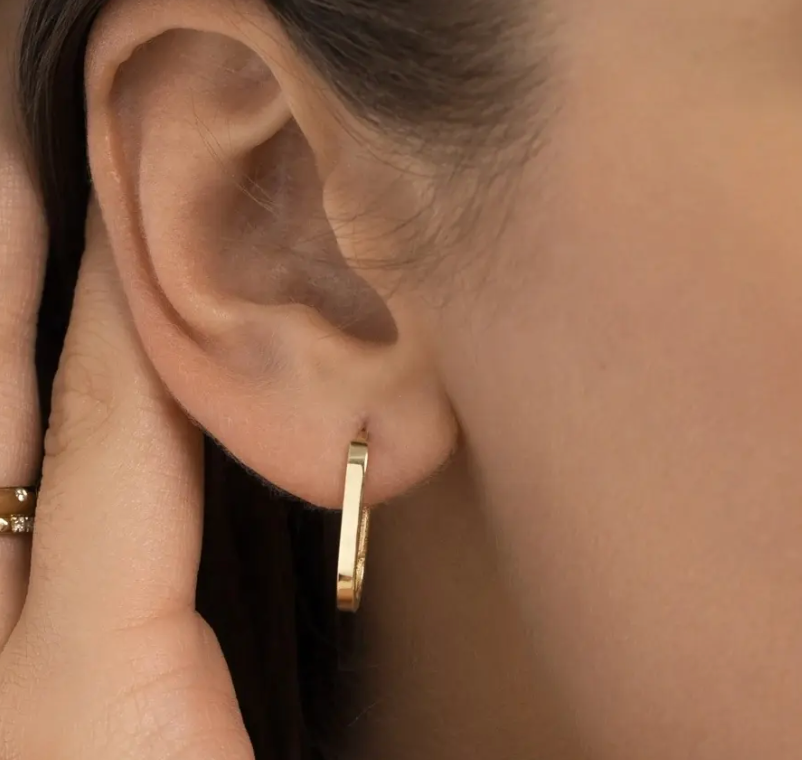 Minimalist Solid Paperclip Hoops - Gold