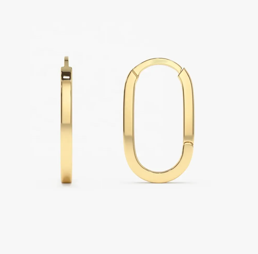 Minimalist Solid Paperclip Hoops - Gold