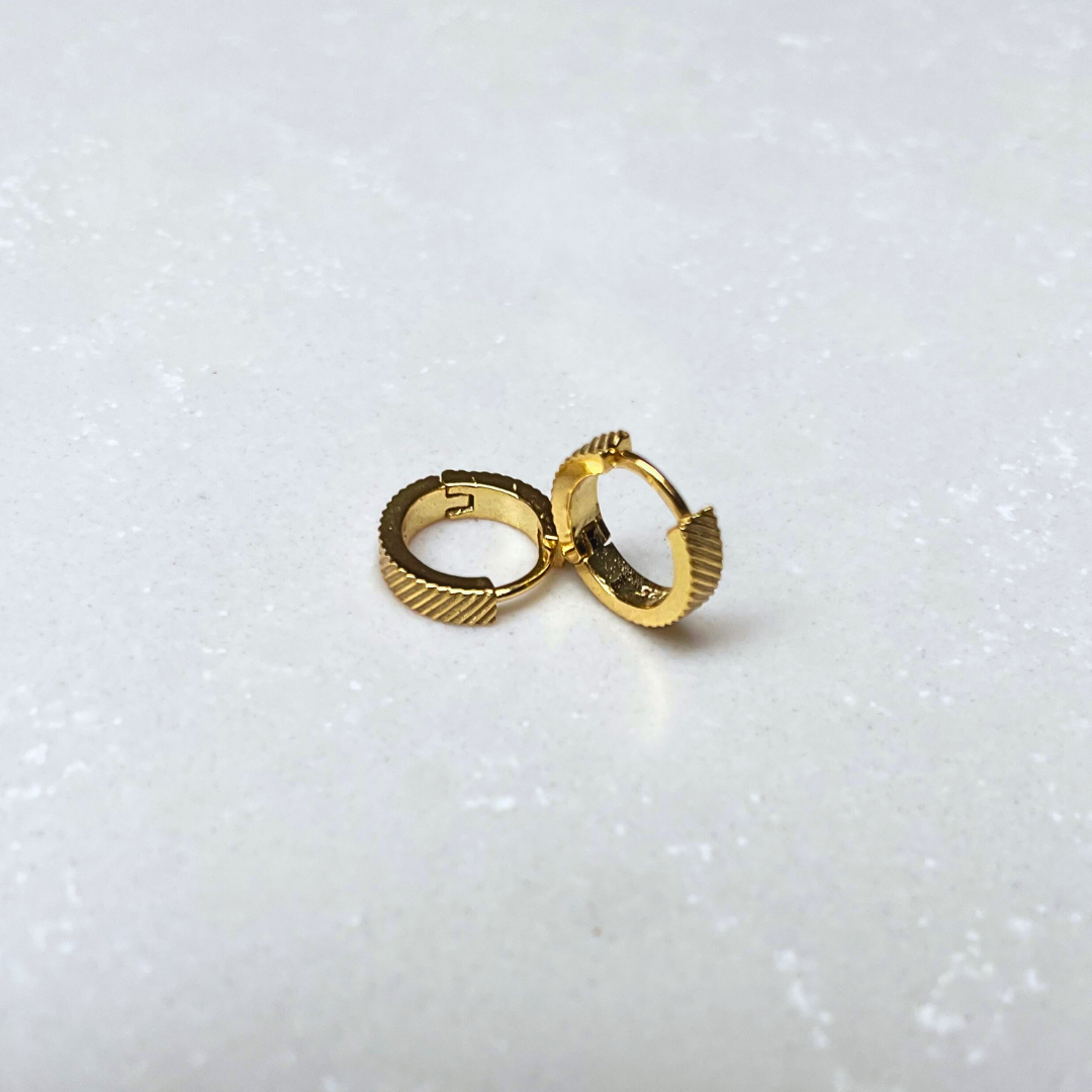 Textured Micro Hoops in Gold