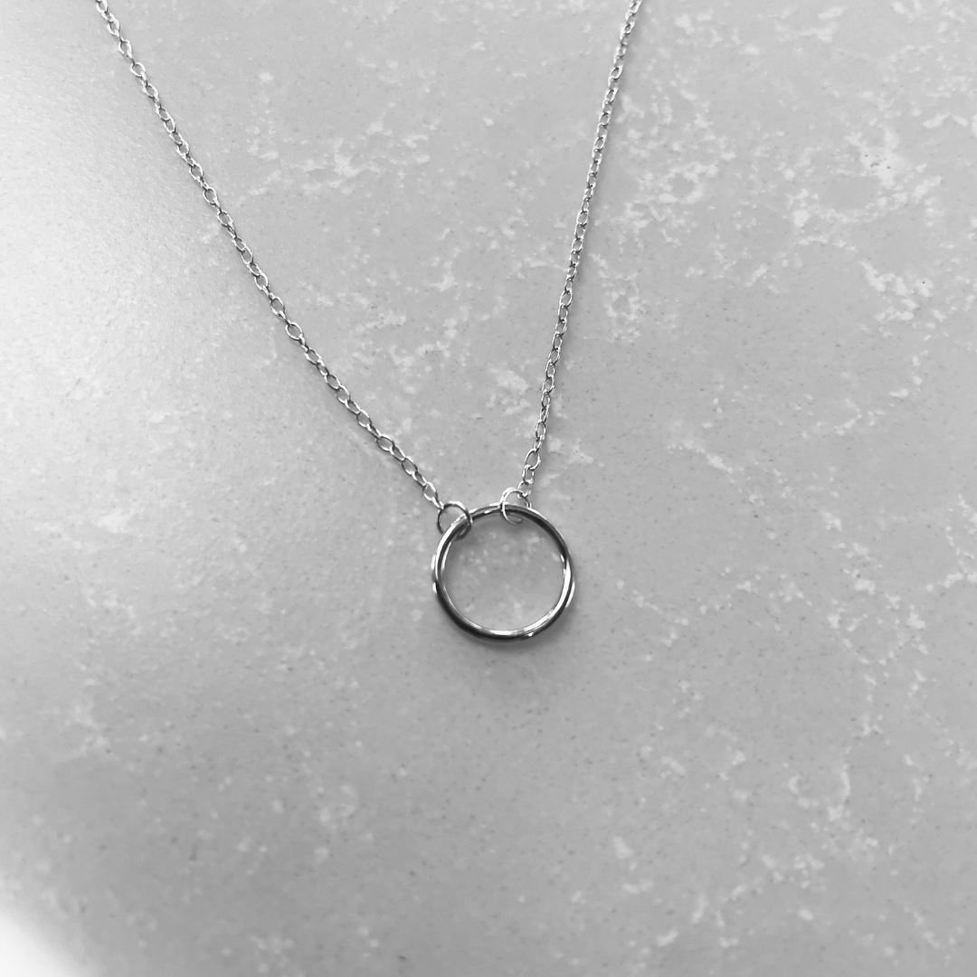 Simple Clavicle Circle Necklace - Platinum